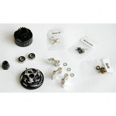 Alpha Plus Alpha Clutch Combo Set (13T Vented Clutch Bell +Bearing 5*10 ( 2pcs) + 34 mm Flywheel(Black) + 3pc Type cluth shoe (Alum) with 3 different springs and washers + Clutch Nut